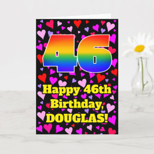 Carte 46e anniversaire : Amour Hearts Motif, Arc en ciel