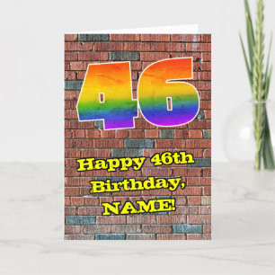 Carte 46e anniversaire : Arc-en-ciel amusant inspiré par