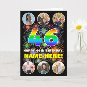 Carte 46e anniversaire : Arc-en-ciel amusant #, Nom pers