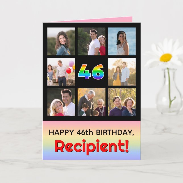 Carte 46e anniversaire : Arc en ciel amusant #, photos p (Petite plante)