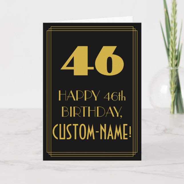 Carte 46e anniversaire ~ Art Déco Inspiré Look "46" & No (Devant)