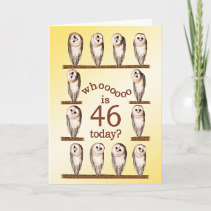 Carte 46e anniversaire, Curious owls card.