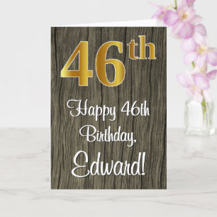 Carte 46e anniversaire : Elégant Faux Gold Look #, Faux 