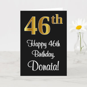Carte 46e anniversaire ~ Elégant Luxueux Faux Gold Look 