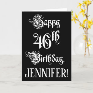 Carte 46e anniversaire : Fancy, Elegant Script + Nom per