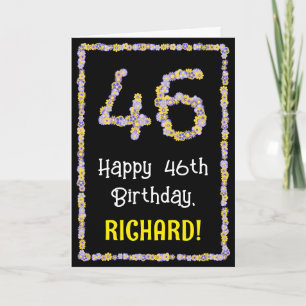 Carte 46e anniversaire : Floral Flowers Numéro, Nom pers