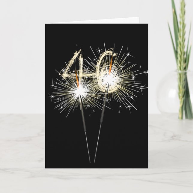 Carte 46e anniversaire Sparklers en noir (Devant)