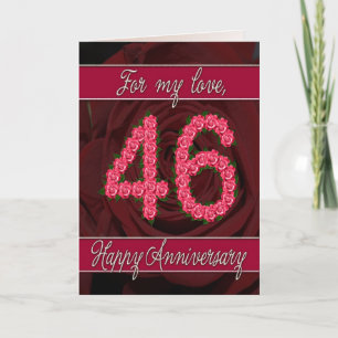 Carte 46th anniversary card with roses and leaves