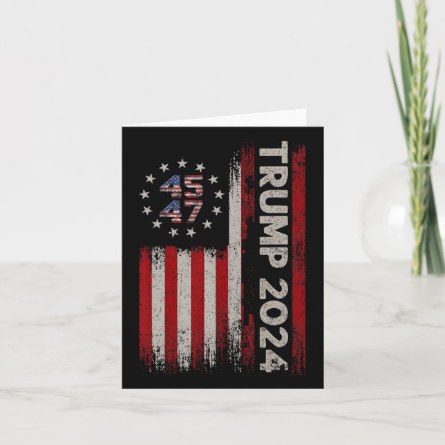 Carte 47 Trump 2024 Drapeau américain (sur le dos) 1 (Devant)