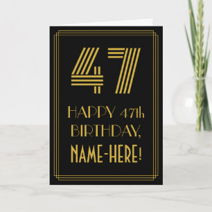 Carte 47e anniversaire : Art Déco Inspiré Look "47" & No