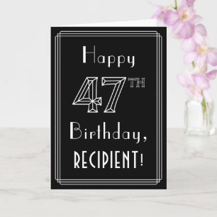 Carte 47e anniversaire : Art Déco Style # 47 & Nom perso
