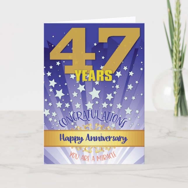 Carte 47e anniversaire de rétablissement chiffre gras (Devant)