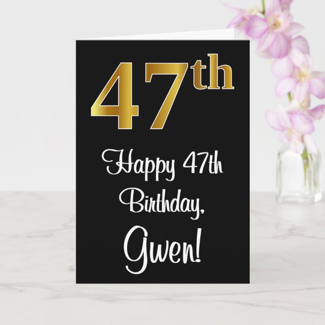 Carte 47e anniversaire ~ Elégant Luxueux Faux Gold Look  (Orchidée)