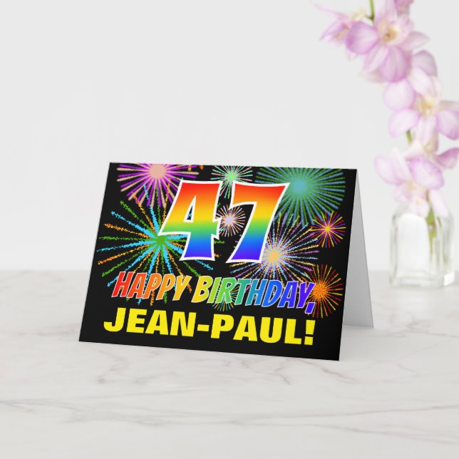 Carte 47e anniversaire : Gras, Amusants, Feu d'artifice, (Orchidée)