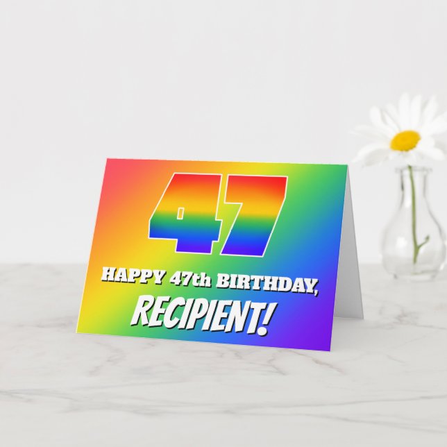 Carte 47e anniversaire : Motif Rainbow multicolore # 47 (Petite plante)