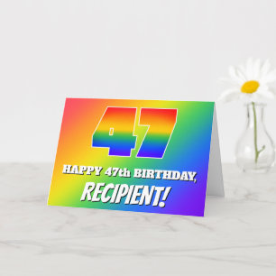 Carte 47e anniversaire : Motif Rainbow multicolore # 47