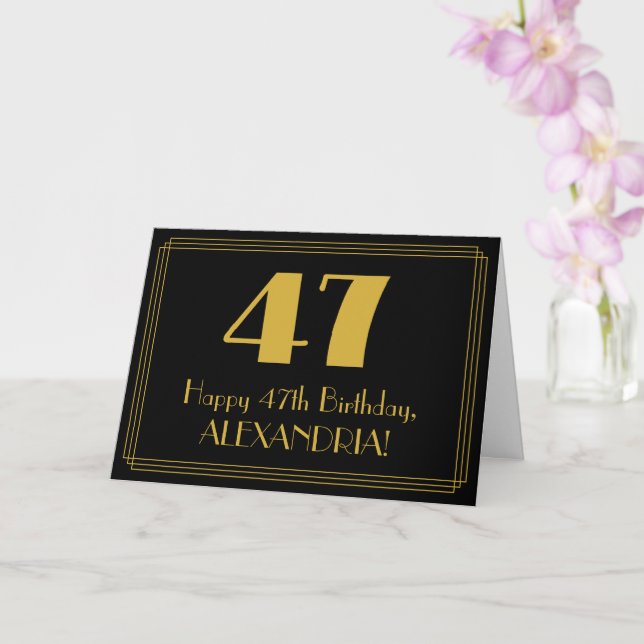 Carte 47ème anniversaire : Art Déco Inspiré Look "47" +  (Orchidée)