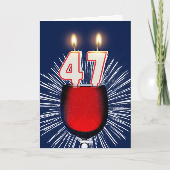 Carte 47ème anniversaire avec vin et bougies (Devant)
