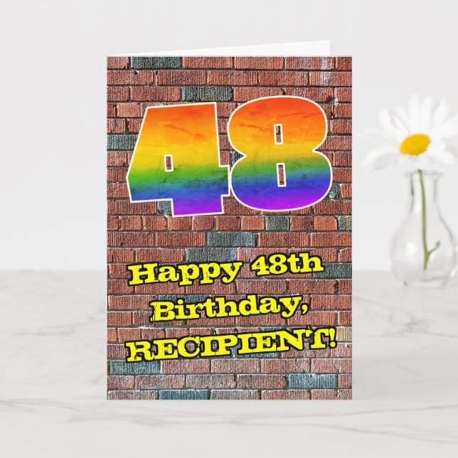 Carte 48e anniversaire : Arc-en-ciel amusant inspiré par (Petite plante)
