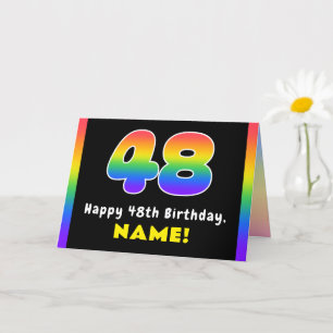 Carte 48e anniversaire : Arc-en-ciel coloré # 48, Nom pe