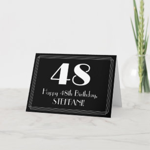 Carte 48e anniversaire ~ Art Déco Inspiré Look "48", Nom