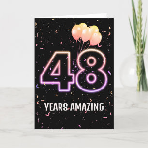 Carte 48e anniversaire Ballons et Confetti