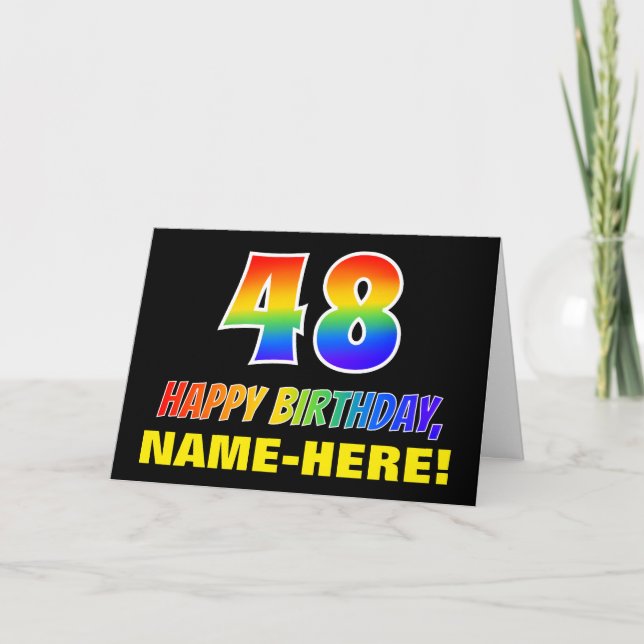 Carte 48e anniversaire : Bold, amusant, simple, arc-en-c (Devant)