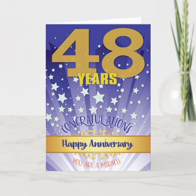 Carte 48e anniversaire de rétablissement chiffre gras (Devant)