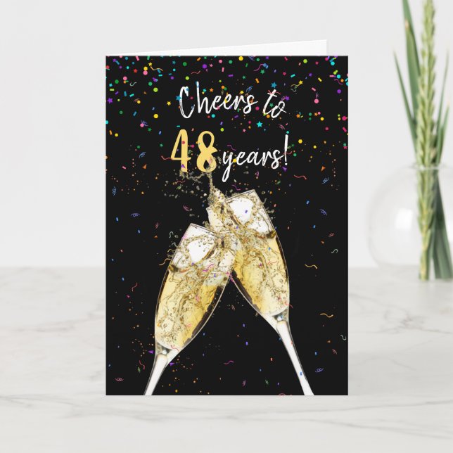 Carte 48e anniversaire du Mariage Toast de Champagne (Devant)
