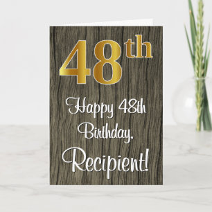 Carte 48e Anniversaire : Élégant aspect or faux #, aspec