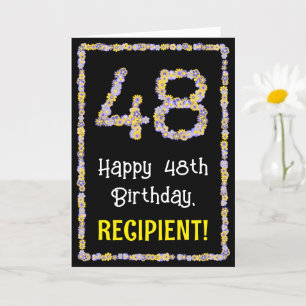 Carte 48e anniversaire : Floral Flowers Numéro, Nom pers