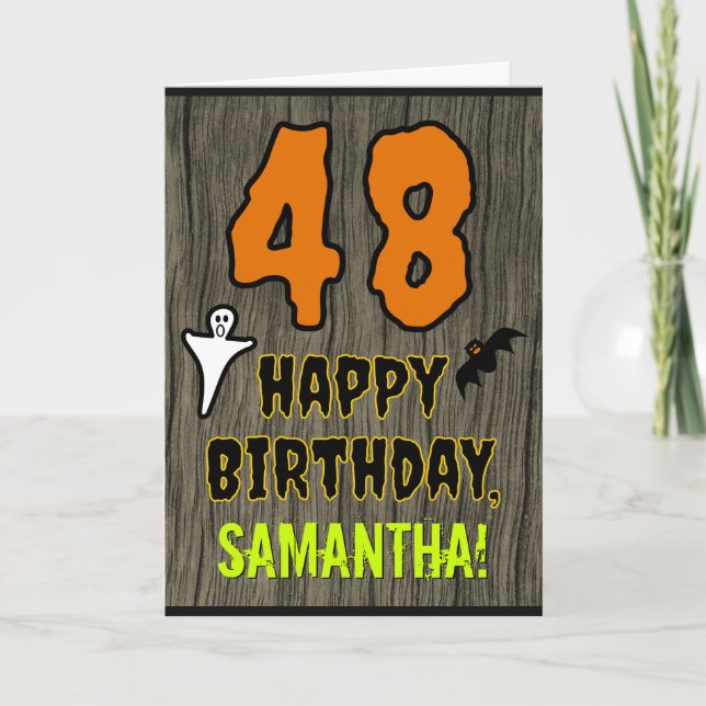 Carte 48e Anniversaire : Thème effrayant d'Halloween, no (Devant)