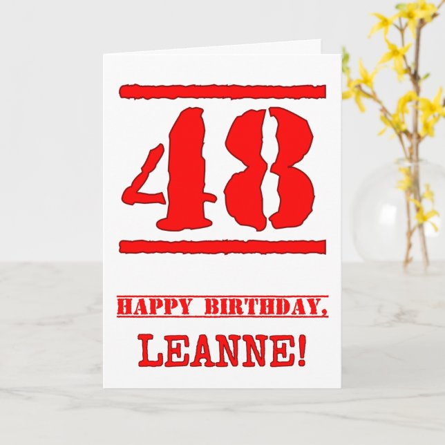 Carte 48e Birthday : Fun, Red Rubber Stamp Inspecred Loo (Fleur jaune)