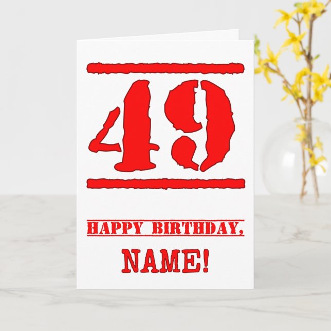 Carte 49e anniversaire : Amusant, Timbre en caoutchouc r (Fleur jaune)