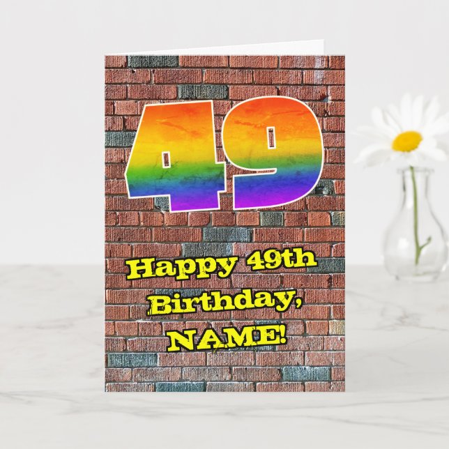Carte 49e anniversaire : Arc-en-ciel amusant inspiré par (Petite plante)