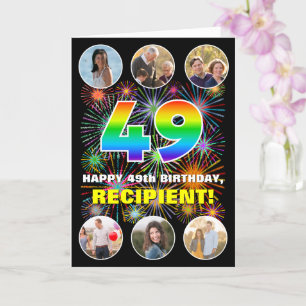 Carte 49e anniversaire : Arc-en-ciel amusant #, Nom pers