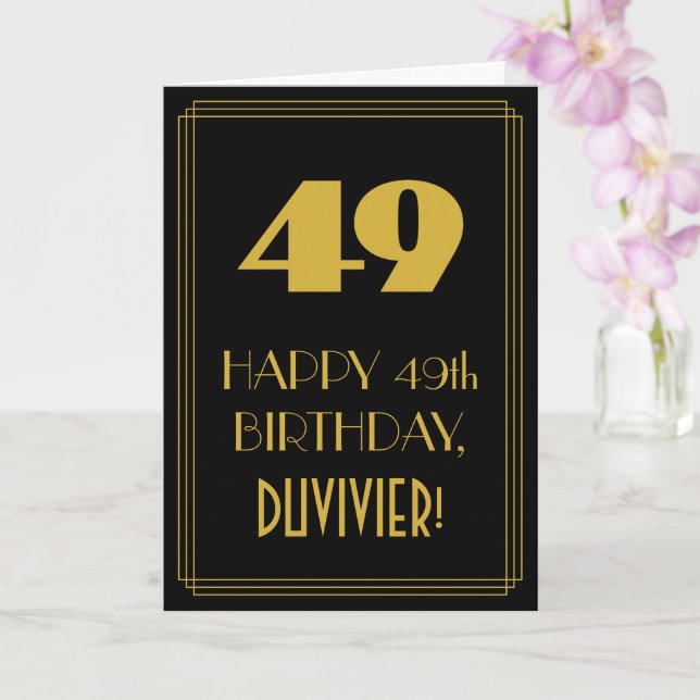 Carte 49e anniversaire - Art Déco Inspiré Look "49" & No (Orchidée)
