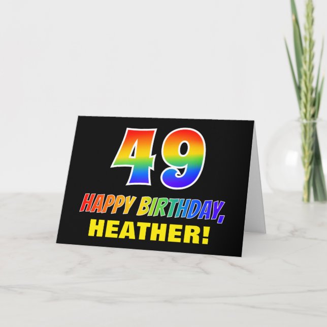 Carte 49e anniversaire : Bold, amusant, simple, arc-en-c (Devant)