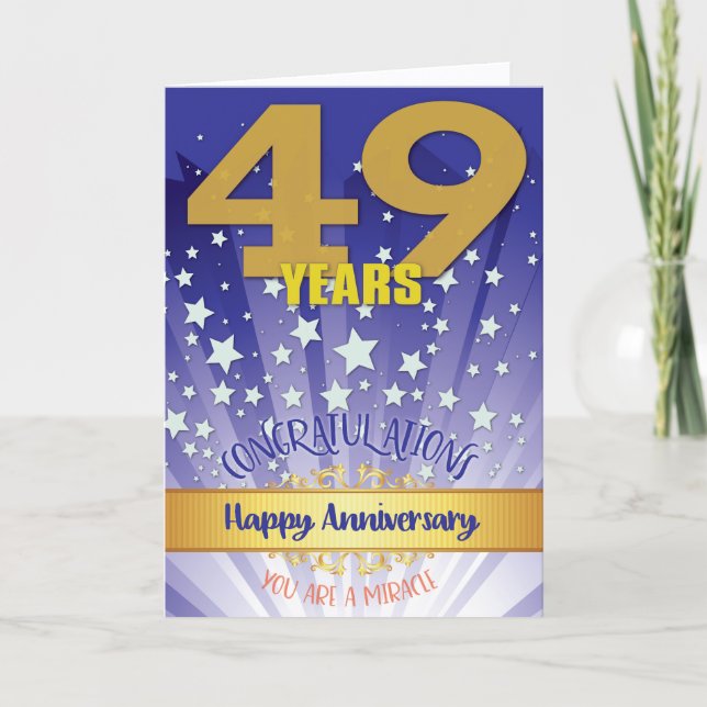 Carte 49e anniversaire de rétablissement chiffre gras (Devant)