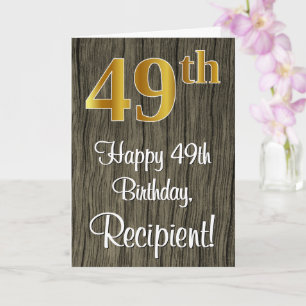 Carte 49e anniversaire : Elégant Faux Gold Look #, Faux