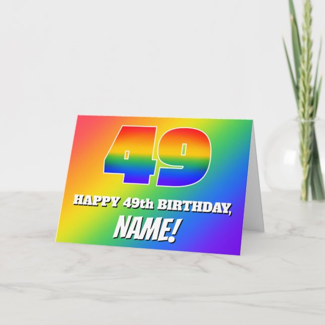 Carte 49e anniversaire : Motif Rainbow multicolore # 49 (Devant)
