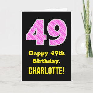 Carte 49e anniversaire : Pink Stripes and Hearts "49" +