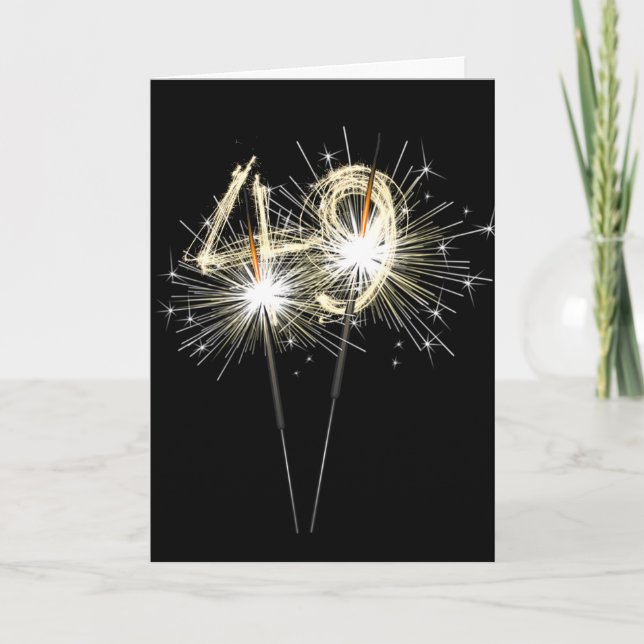 Carte 49e anniversaire Sparklers en noir (Devant)