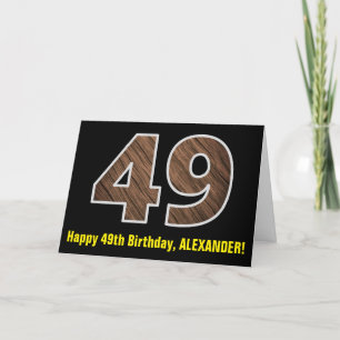 Carte 49th Birthday: Nom + Faux Wood Grain Pattern 49
