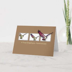 Carte 4 ans Anniversaire des employés Félicitations Bird