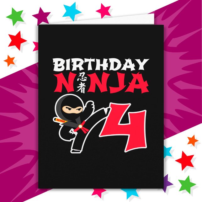 Carte 4 Ans Karate Ninja Party Enfants 4e anniversaire (Créateur téléchargé)