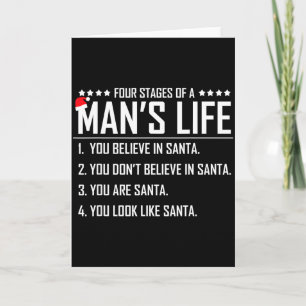 Carte 4 étapes de la vie d'un homme - drôle de Père Noël