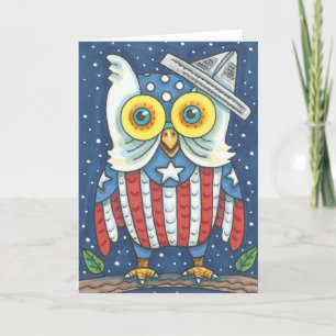 Carte 4 juillet AMERICAN OWL GREETING CARD VERSE
