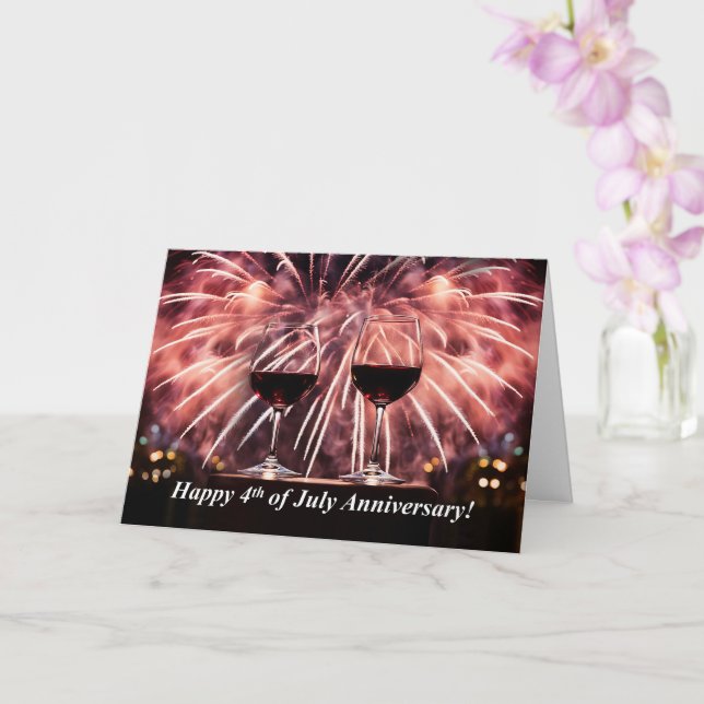 Carte 4 juillet anniversaire Mariage avec feu d'artifice (Orchidée)