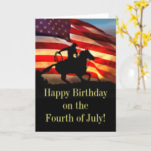Carte 4 juillet Anniversaire Pays Western Cowboy 